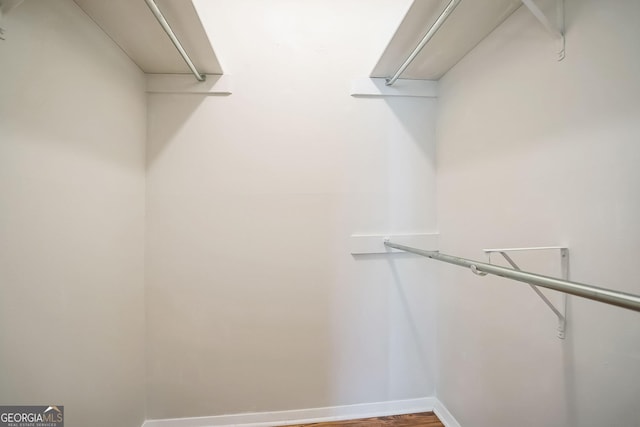 walk in closet with hardwood / wood-style flooring