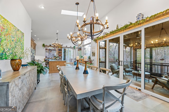 dining space with a chandelier