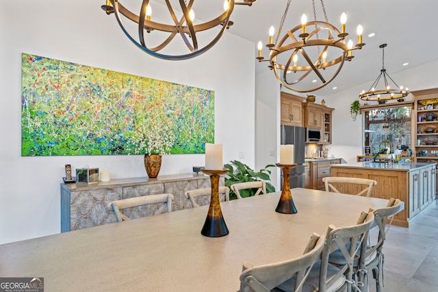 dining room featuring a chandelier