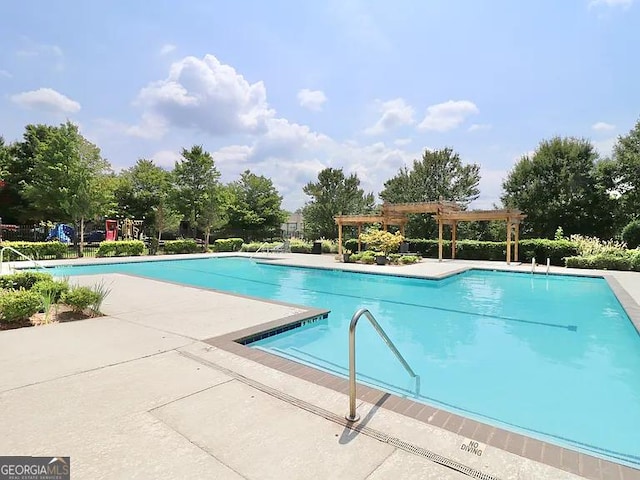 view of pool with a pergola