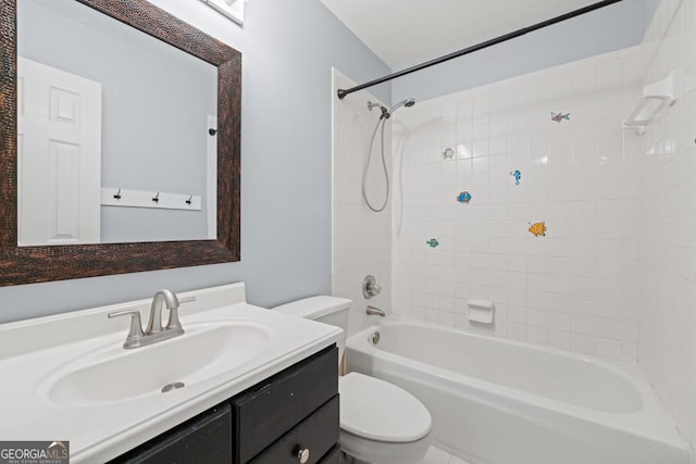 full bathroom with vanity, toilet, and shower / bathtub combination