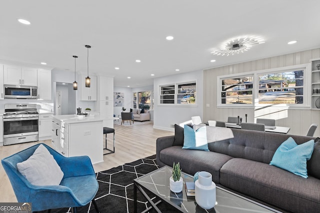 living room featuring light hardwood / wood-style flooring