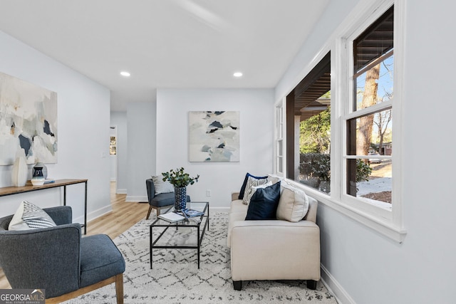 living room with light hardwood / wood-style floors