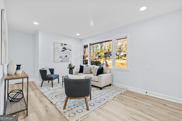 living room with light hardwood / wood-style floors