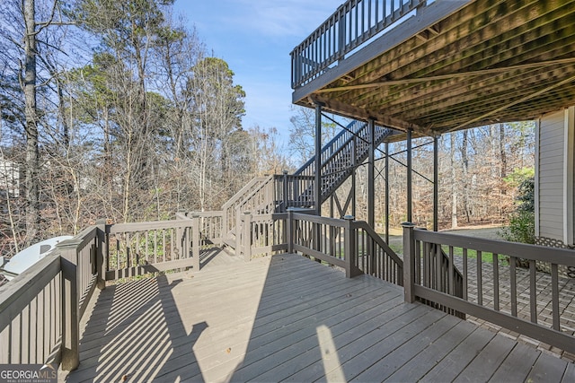 wooden terrace with stairs