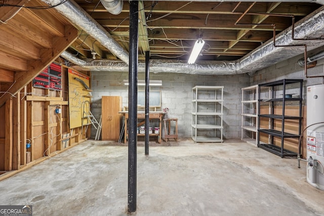 basement with gas water heater