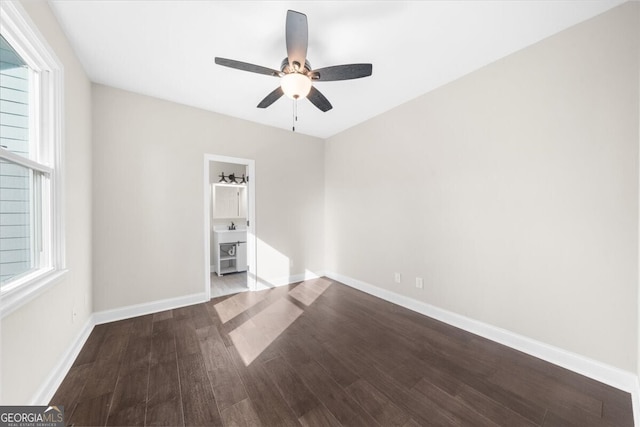 interior space featuring ceiling fan and wood-type flooring