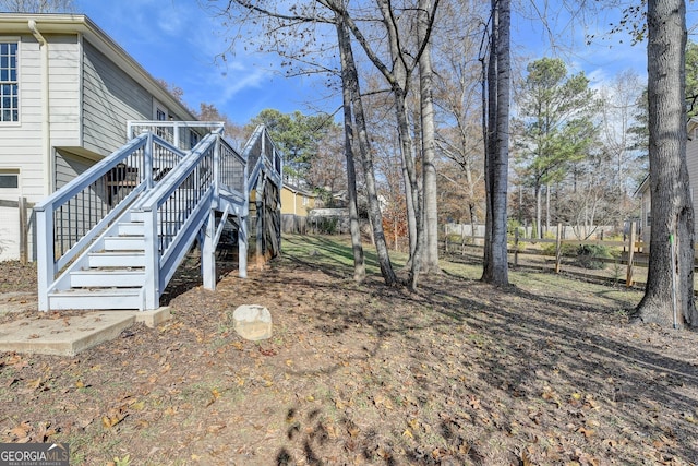 view of yard with a deck