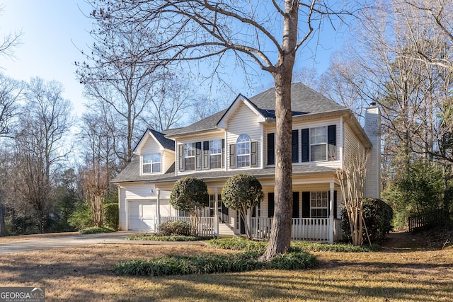 view of front of property featuring a front lawn and a porch