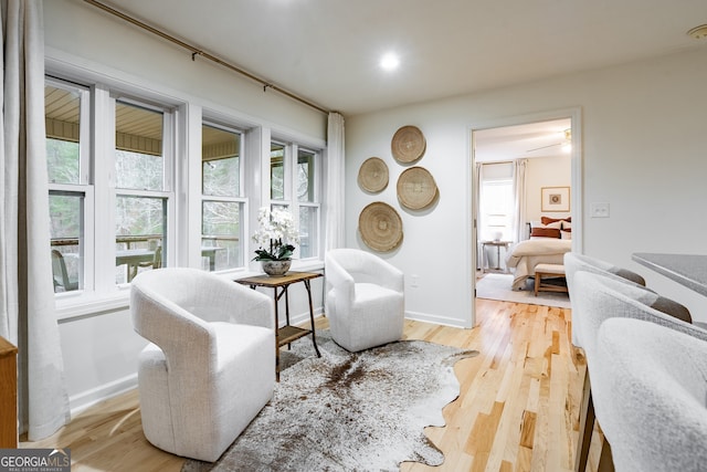 sitting room featuring light hardwood / wood-style flooring