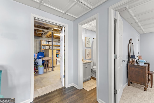 hallway featuring dark hardwood / wood-style floors