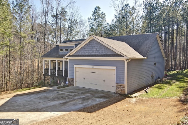 exterior space featuring a garage