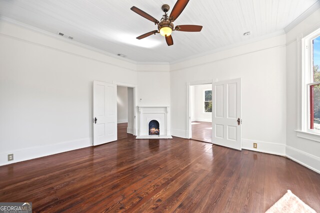198 Dearing St, Athens, GA 30605 - unfurnished living room with ceiling fan, a wealth of natural light, wood finished floors, and visible vents