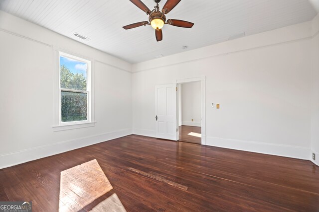 198 Dearing St, Athens, GA 30605 - empty room with wood finished floors, visible vents, a ceiling fan, and baseboards