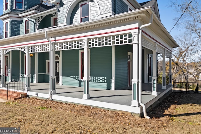 view of home's exterior featuring a porch