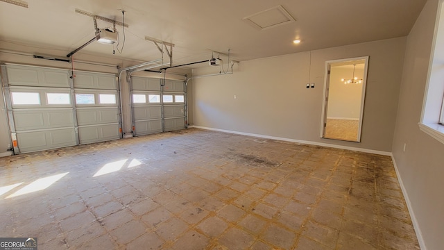 garage with a garage door opener