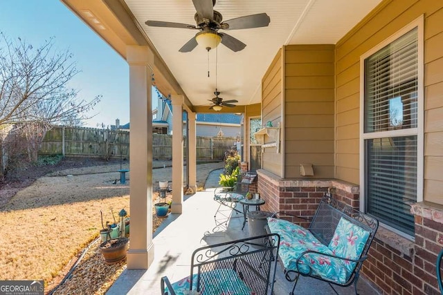 view of patio with ceiling fan