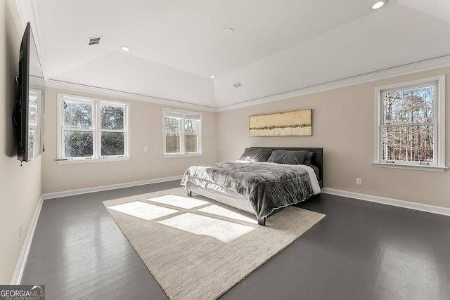 bedroom featuring a tray ceiling and dark wood-type flooring