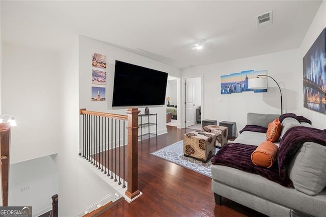 living room featuring dark hardwood / wood-style floors