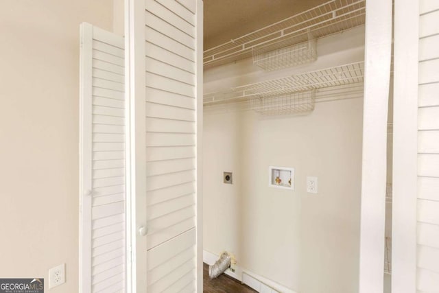 laundry room featuring hookup for an electric dryer and hookup for a washing machine