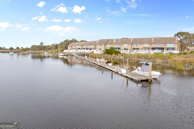 view of dock featuring a water view