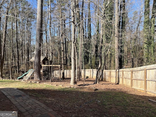 view of yard with a playground