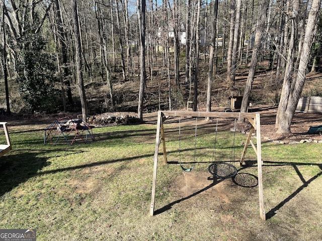 view of yard with a playground