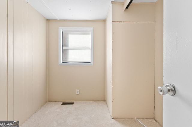 spare room featuring light colored carpet