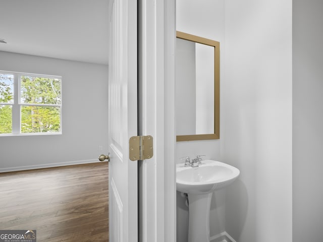 bathroom featuring hardwood / wood-style floors