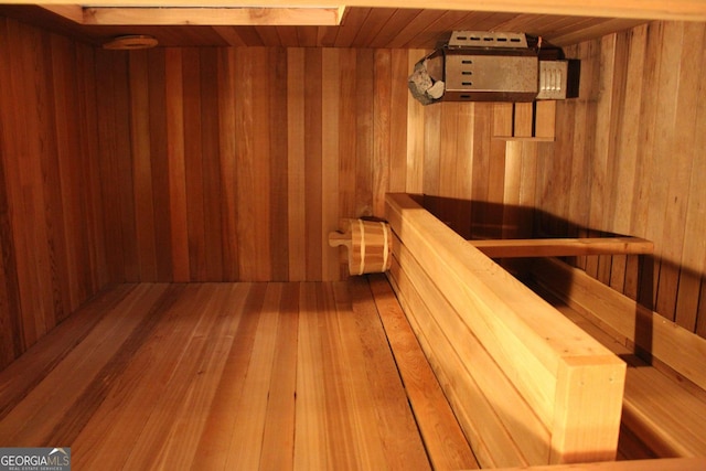 view of sauna / steam room with wood-type flooring