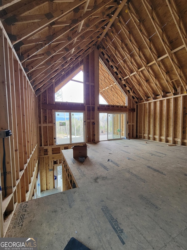 misc room featuring high vaulted ceiling