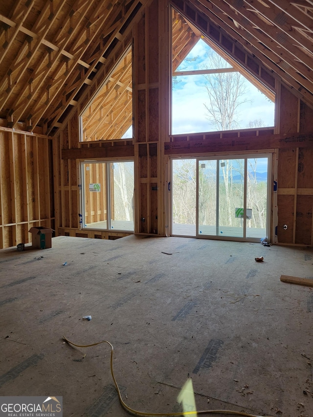 misc room featuring high vaulted ceiling