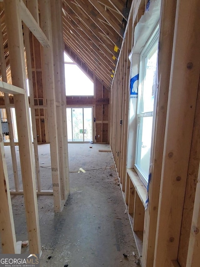 miscellaneous room with a healthy amount of sunlight and vaulted ceiling