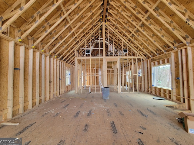 misc room with vaulted ceiling