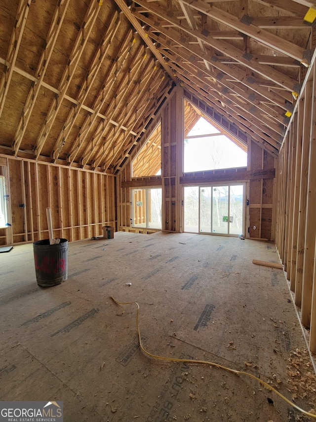 misc room featuring lofted ceiling