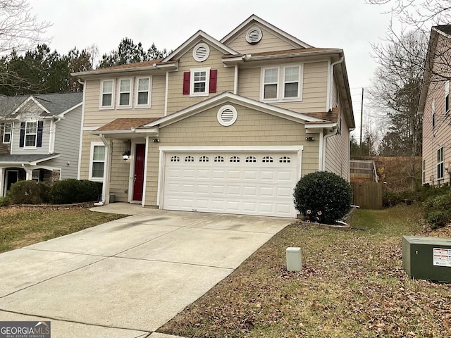 view of property with a garage