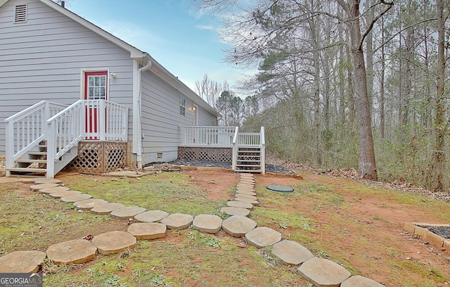 view of yard featuring a deck