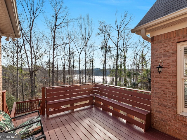 deck with a water view