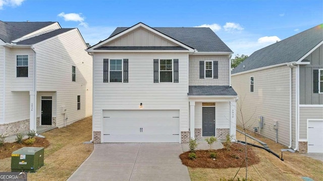 view of front of house with a garage