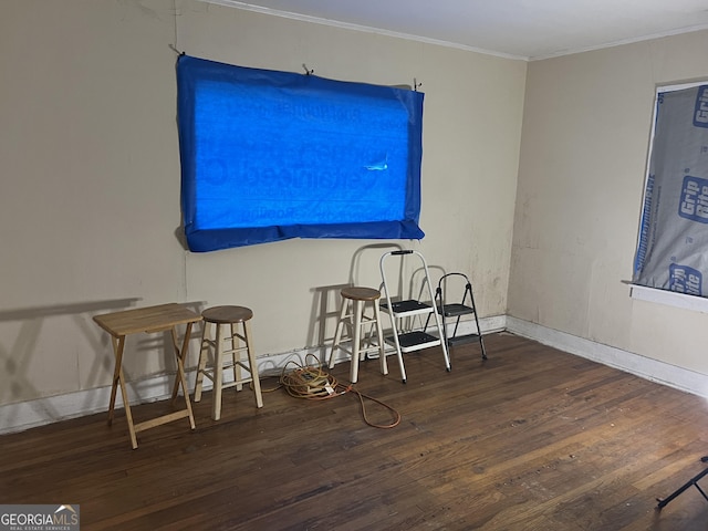 interior space with dark hardwood / wood-style flooring