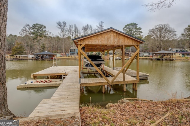 dock area featuring a water view