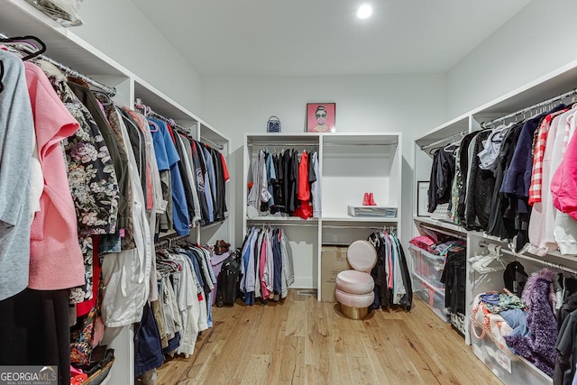 spacious closet with light wood-type flooring