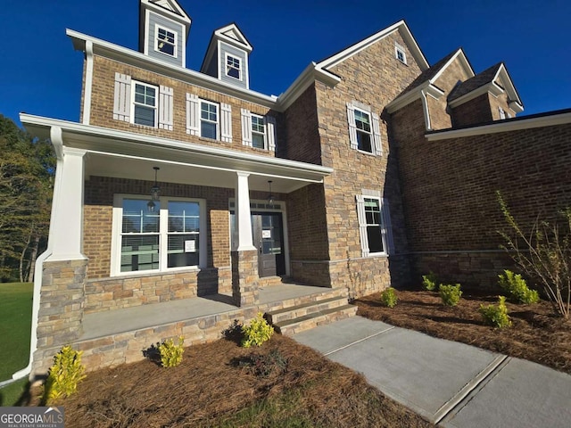 view of front facade featuring covered porch