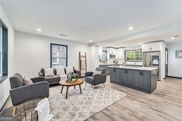 living room featuring light hardwood / wood-style flooring