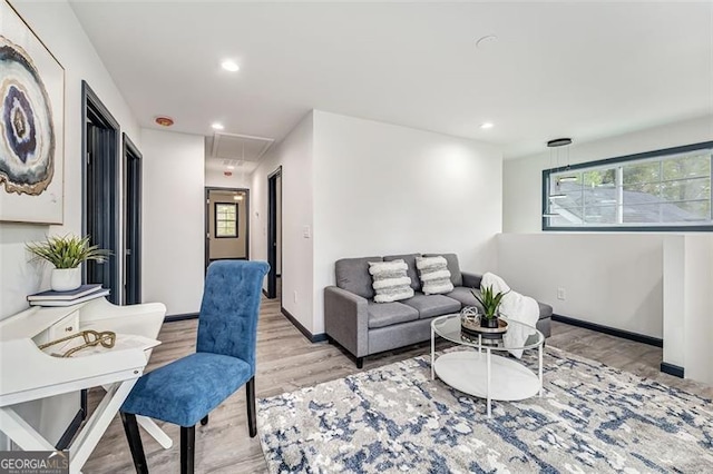 living room featuring light hardwood / wood-style flooring