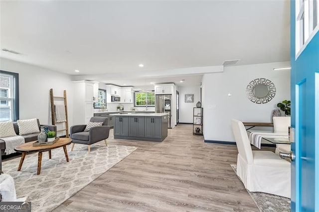 living room featuring light hardwood / wood-style flooring