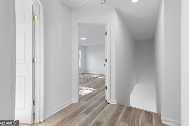 hall featuring light hardwood / wood-style flooring