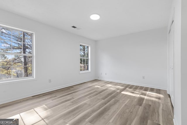 interior space with light hardwood / wood-style floors