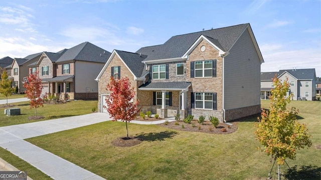 view of front of home with a front lawn