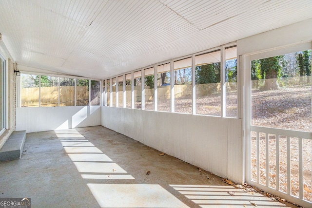 view of unfurnished sunroom